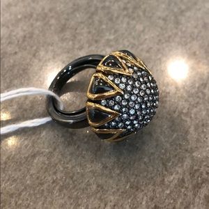 Stella Dot Silver, grey, gold ring.